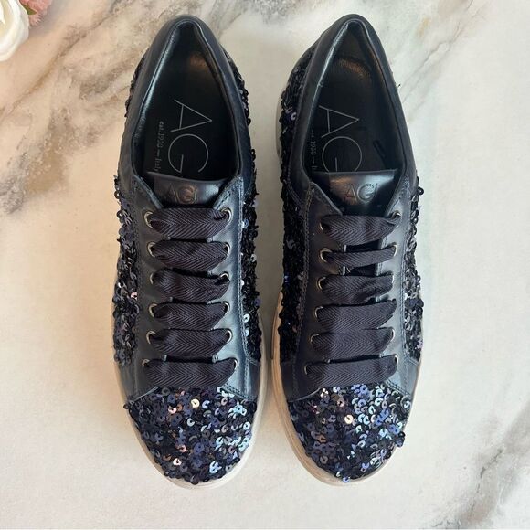 AGL Mollie Bling Sequin Embellished Platform Sneaker In Night Size 8 NEW - Picture 7 of 17